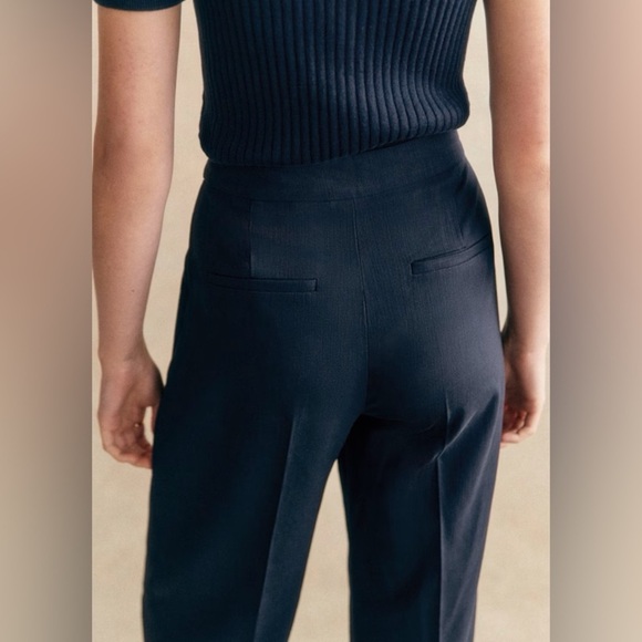 New! Sezane High Waisted Wide Leg Navy Martin Trousers 💙 size 36/ US 4 - Picture 7 of 9